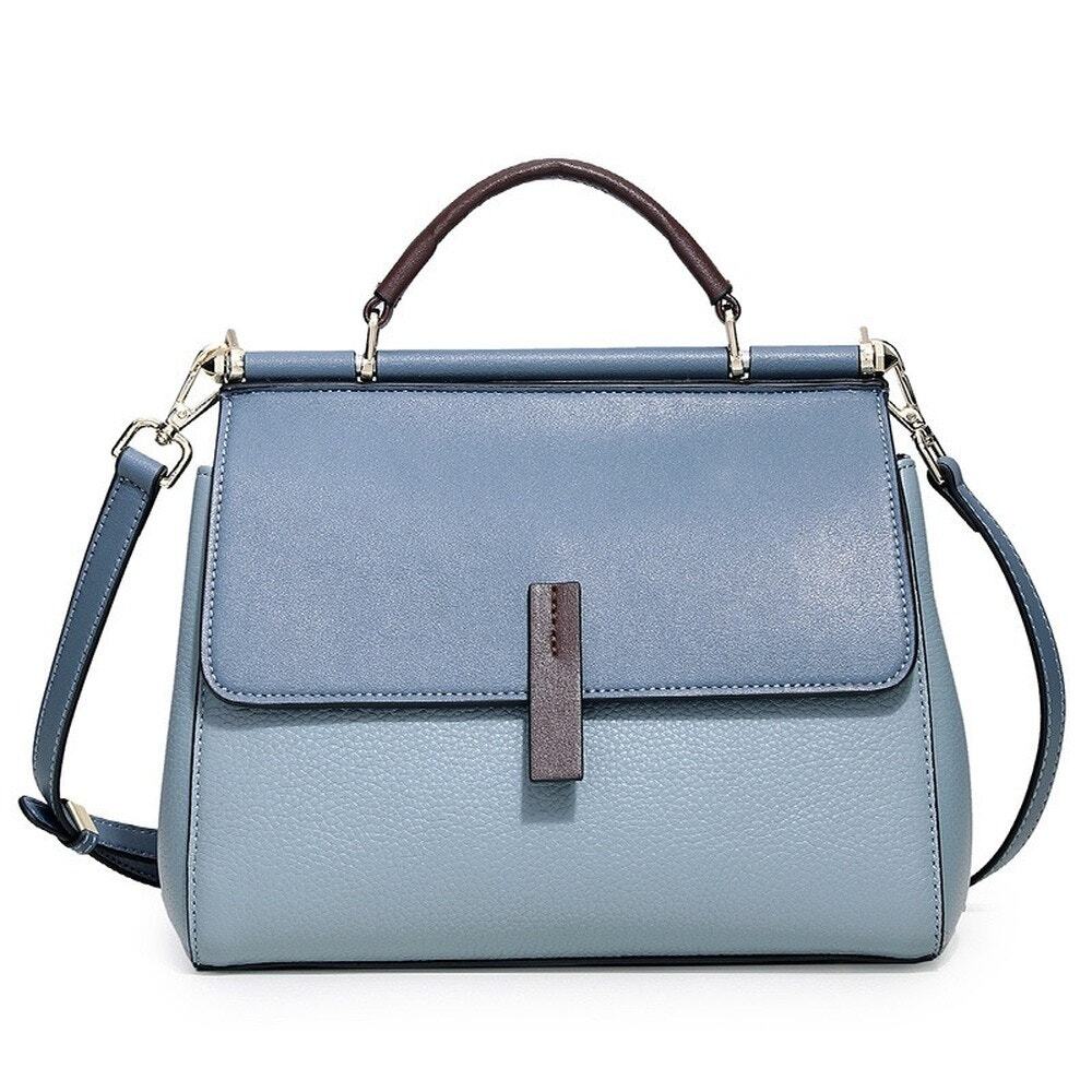 Genuine Leather Blue Purse Envelope Clutch Adjustable Straps